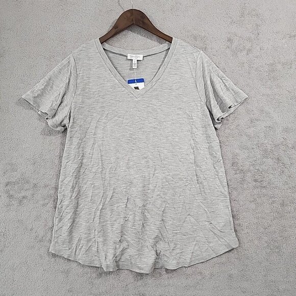 NEW Jessica Simpson Women's Size L Flutter Sleeve Top, Gray - Picture 1 of 6